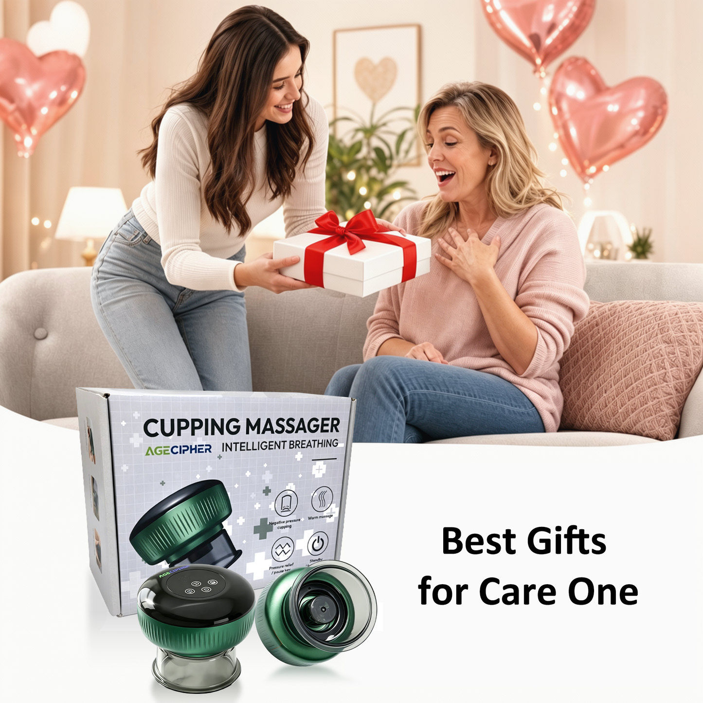 AGECIPHER 6-in-1 Red Light Heat Cupping Massager