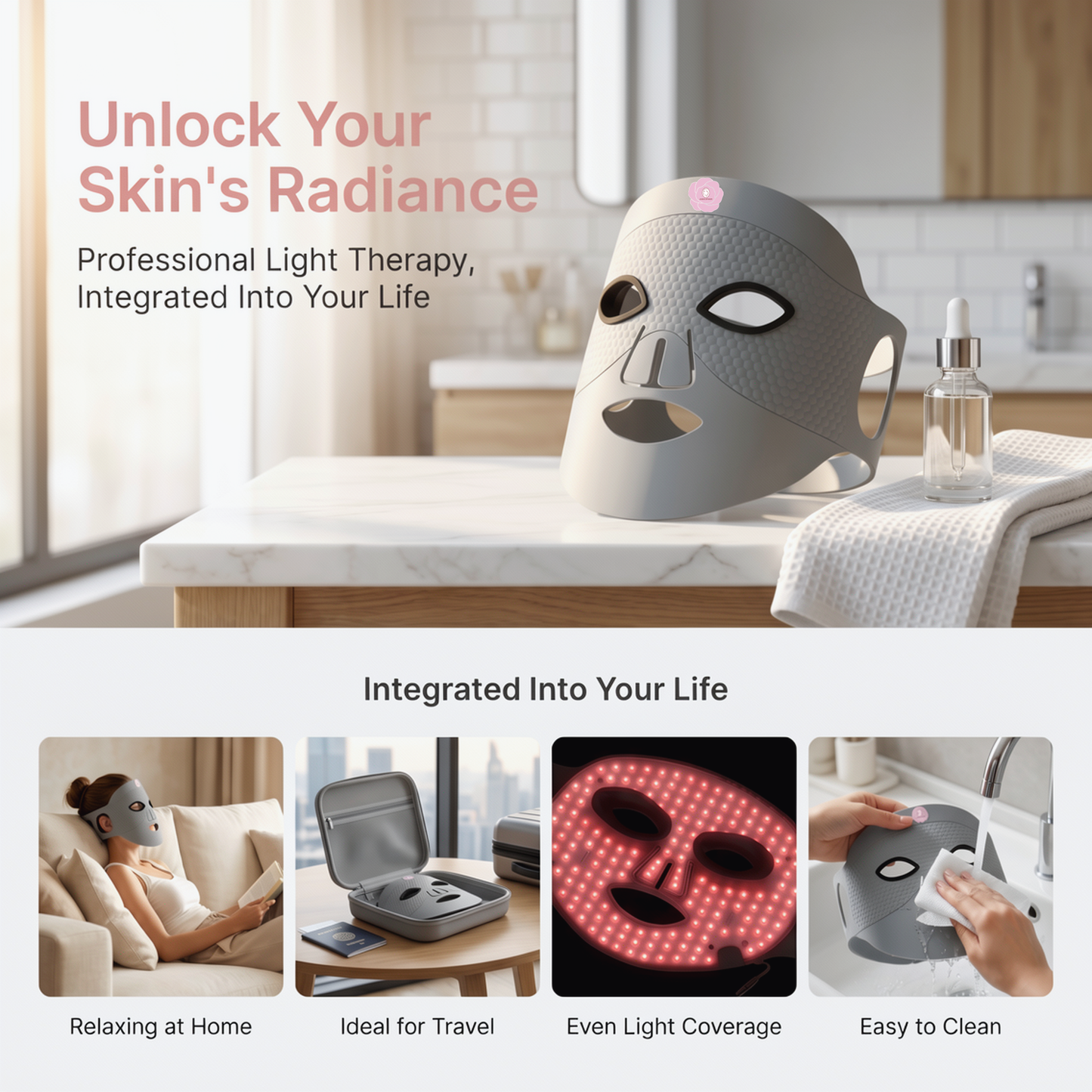 Red Light Therapy Facial Mask | Silicone LED Face Mask For Home Skin Rejuvenation