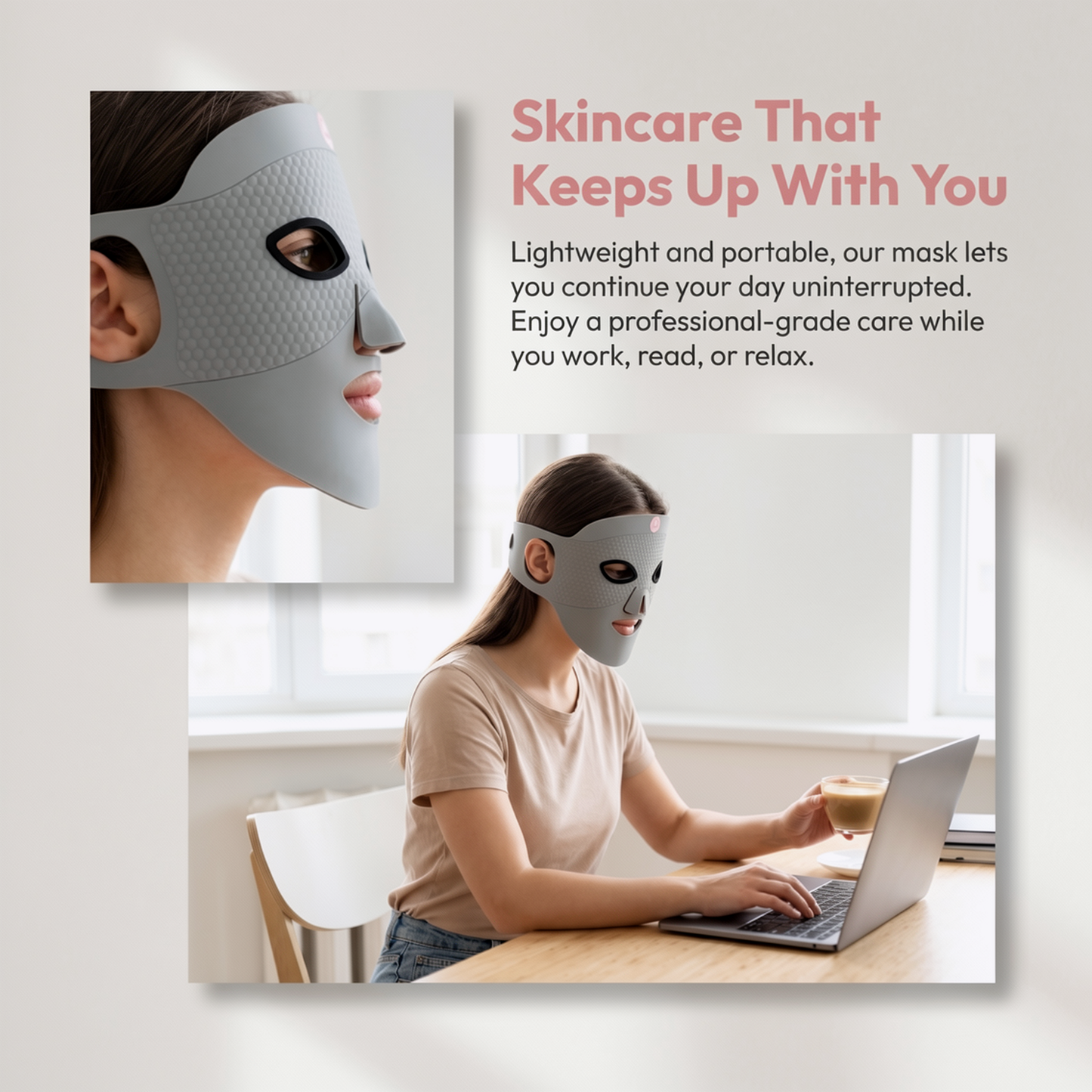 Red Light Therapy Facial Mask | Silicone LED Face Mask For Home Skin Rejuvenation