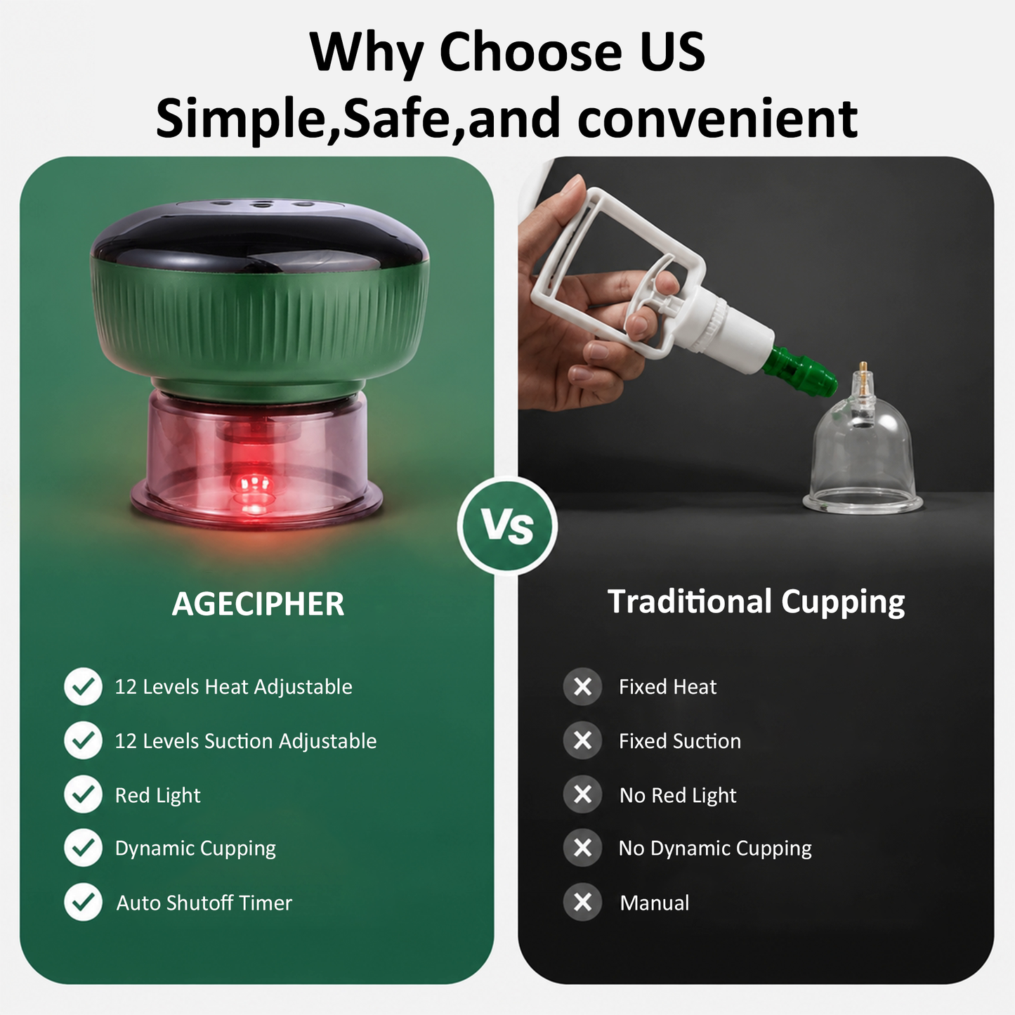 AGECIPHER 6-in-1 Red Light Heat Cupping Massager